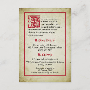 Cartão De Informações Página de Conto de Fadas   Acomodações para Casame