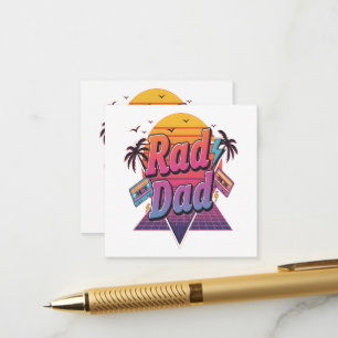 Cartão De Informações Pai Radical – Estilo Neon Retro dos Anos 80 para P