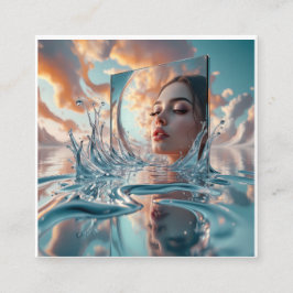 Cartão De Informações painel espelho flutuante sai de um mar calmo