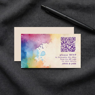 Cartão De Informações Paint muda RSVP QR Code Enclosure Card