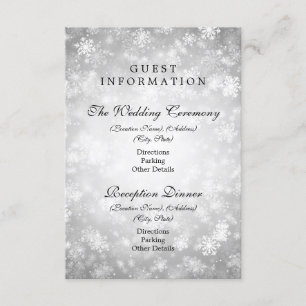 Cartão De Informações País das maravilhas do inverno da prata da