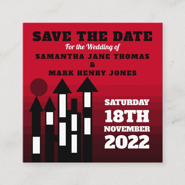 Cartão De Informações Palácio Oriental Vermelho, Salve a Data (Frente)