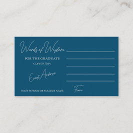 Cartão De Informações Palavras Simples e Azuis de Graduação da Sabedoria