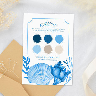 Cartão De Informações Paleta de Cores de Casamento Concha Azul do Mar