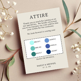 Cartão De Informações Paleta de Cores do Traje de Casamento Retroativo