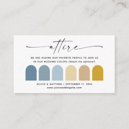 Cartão De Informações Paleta de Roupas de Casamento de Outono Azul e Ama