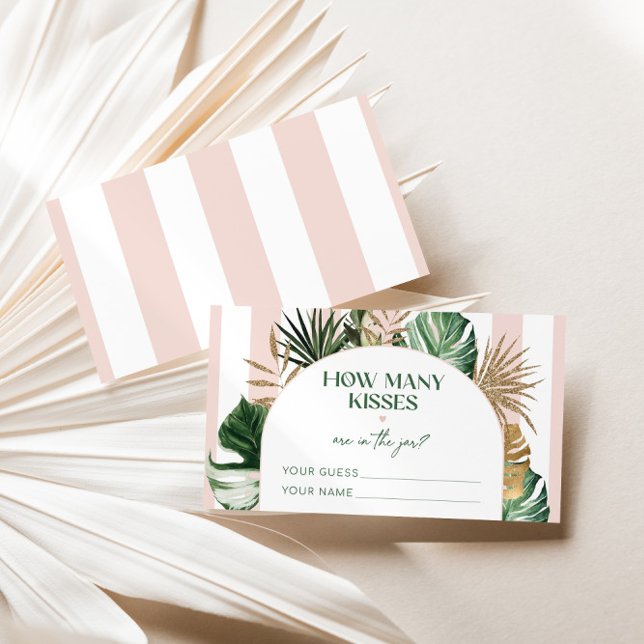 Cartão De Informações Palm Beach pink stripe quantos beijos jogo noivo (Criador carregado)