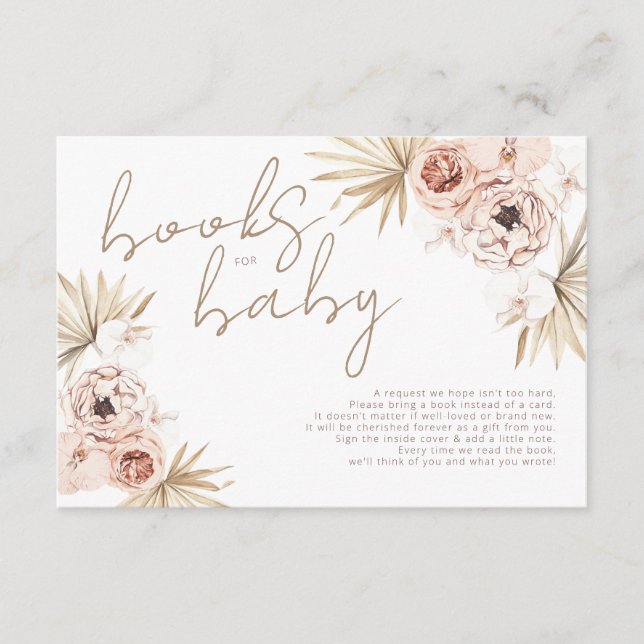 Cartão De Informações Pampas Grass Boho Bohemian Livros para Baby Enclos (Frente)