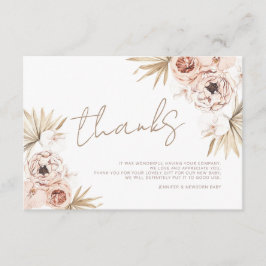 Cartão De Informações Pampas Grass Boho Bohemian Obrigado Querida