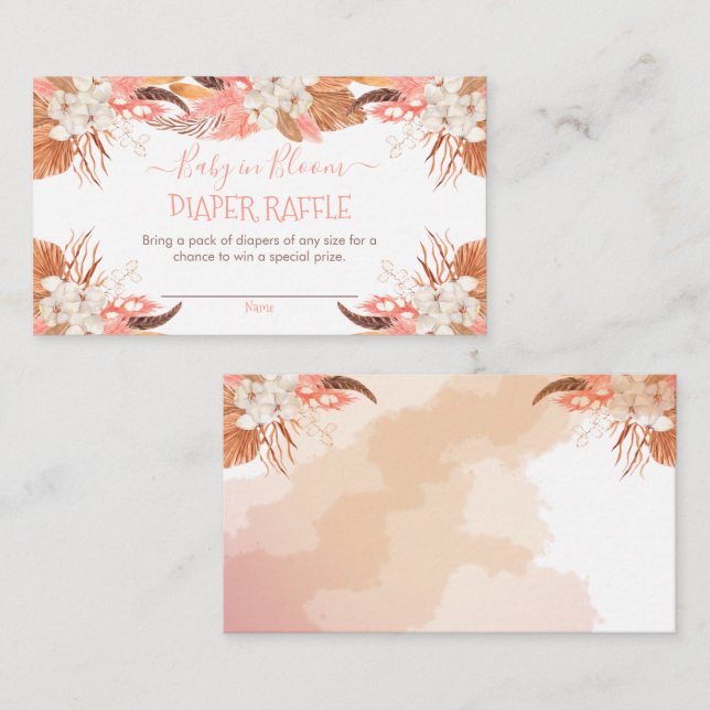 Cartão De Informações Pampas Grass | Fralda Raffle White Orchid Blooms (Frente/Verso)