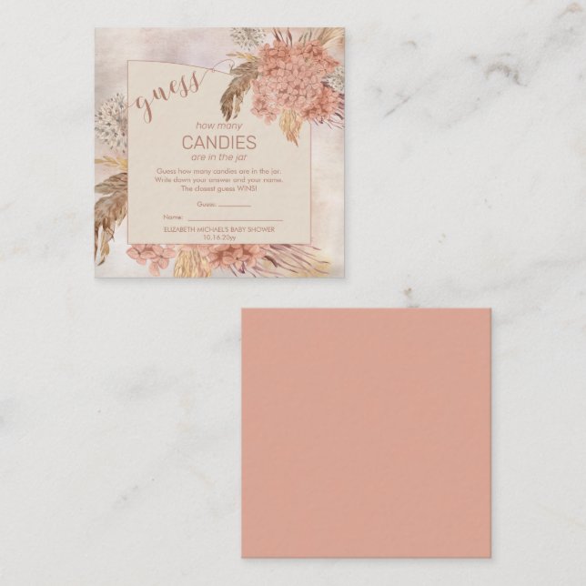 Cartão De Informações Pampas Grass Hydrangea Blooms | Candies in the Jar (Frente/Verso)