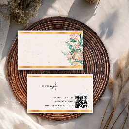 Cartão De Informações Pampas Grass Protea Gold QR Code Wedding RSVP