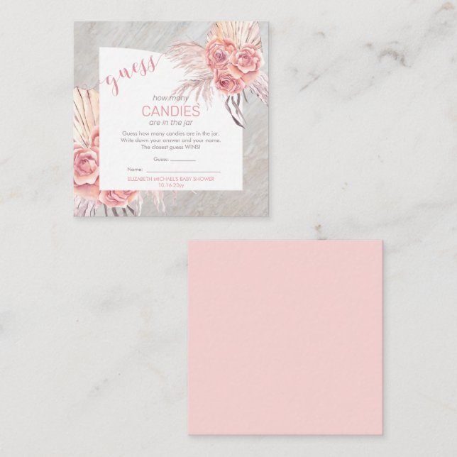 Cartão De Informações Pampas Grass Rosa Sanguíneos Rosa | Candies in the (Frente/Verso)