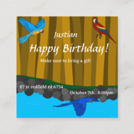 Cartão De Informações Papagaios Exóticos Na festa de aniversário Florest