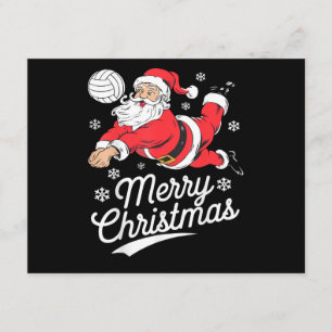 Cartão De Informações Papai Noel Jogando Volei de Natal Pijama Legal Esp