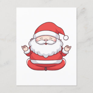 Cartão De Informações Papai Noel Kawaii Engraçado Ioga Meditação