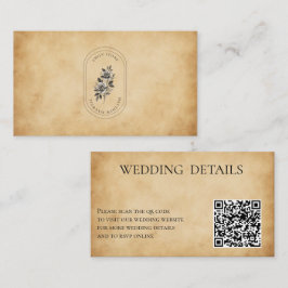 Cartão De Informações Papel Antigo Elegante Código QR Personalizado Casa