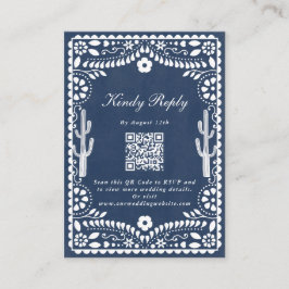 Cartão De Informações Papel Picado Casamento Mexicano Rústico Azul Casam