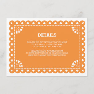 Cartão De Informações Papel Picado Insert Card - Laranja