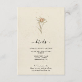 Cartão De Informações Papelaria com Aquarela de Flores Silvestres Antiga