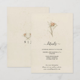 Cartão De Informações Papelaria com Aquarela de Flores Silvestres Antiga