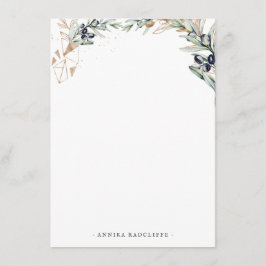 Cartão De Informações Papelaria Personalizada com Oliveira em Aquarela