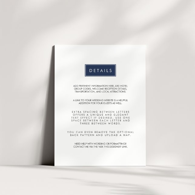 Cartão de Informações para Convidados de Casamento (Criador carregado)