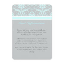 Cartão de Informações para Convidados em Azul Eleg