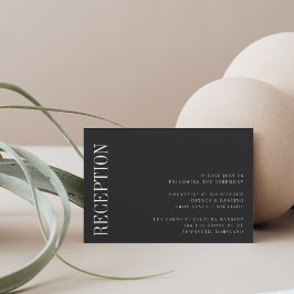 Cartão De Informações Paralelo | Recepção de casamento Preta e Branca Mo