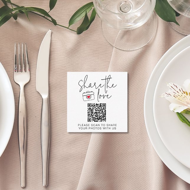 Cartão De Informações Partilhar A Mesa De Casamento De Código QR De Veri (Share The Love Scan QR Code Wedding Table Enclosure Card
)