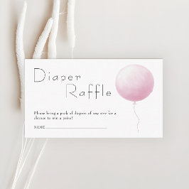 Cartão De Informações Pastel Balloon Baby Girl Shower Diaper Raffle