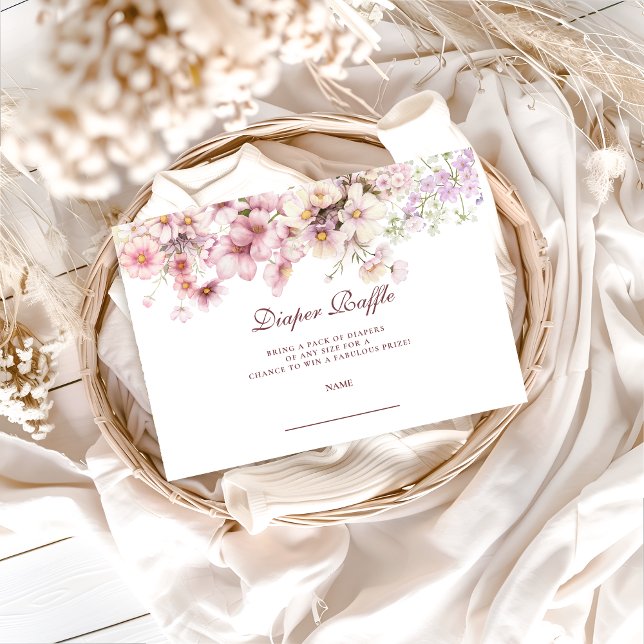 Cartão De Informações Pastel Blossom Baby Shower Diapper Raffle (Criador carregado)