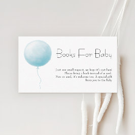 Cartão De Informações Pastel Blue Balloon Boy Baby Shower Books Request