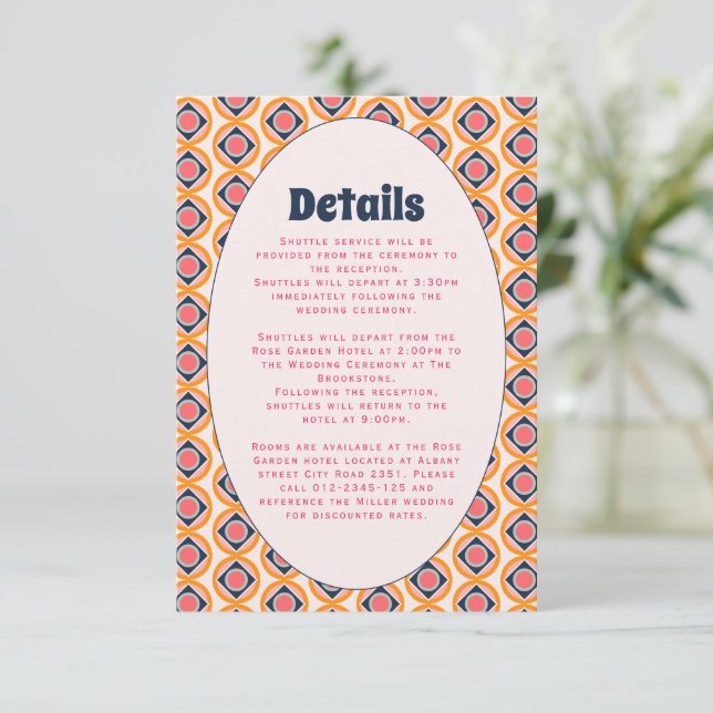 Cartão De Informações Pastel do Groovy Retro na década de 1970 (Em pé/Frente)