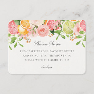 Cartão De Informações Pastel Floral Cítrico Compartilhe uma Receita Inse