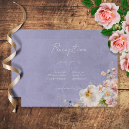 Cartão De Informações Pastel Floral Moderna Recepção de casamento Roxa