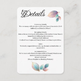 Cartão De Informações Pastel Iridescente Deixa Pastéis Sonhosos Casados