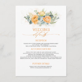 Cartão De Informações Pastel Orange Flowers Informações de Casamento