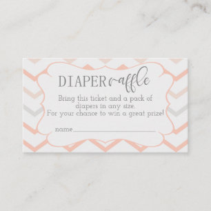 Cartão De Informações Pastel Peach e Cinza Zig Zag Fralda Raffle