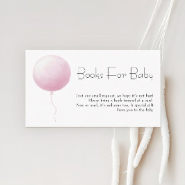Cartão De Informações Pastel Pink Balloon Girl Baby Shower Books Request