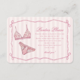 Cartão De Informações Pastel Pink Lingerie Shower Panties Please