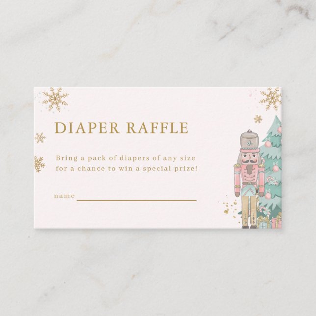 Cartão De Informações Pastel Pink Nutcracker Diaper Raffle Card Baby  (Frente)
