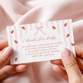 Cartão De Informações Pastel Stripes Berry Baby Shower Books for Baby