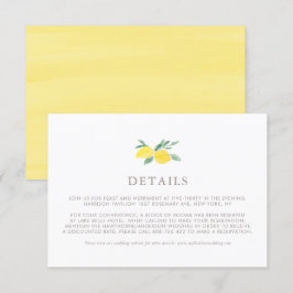 Cartão De Informações Pastel Watercolor Lemon Detalhes Do Casamento De V