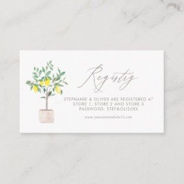 Cartão De Informações Pastel Watercolor Lemon Tree Registry