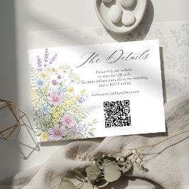 Cartão De Informações Pastel Wildflower Floral Garden Wedding Website QR
