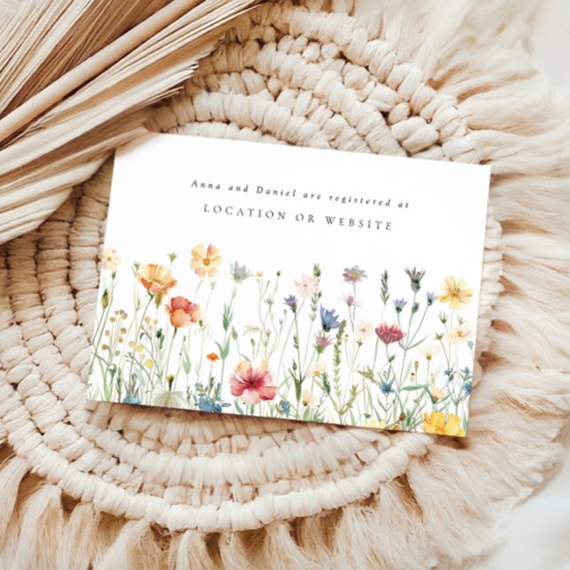 Cartão De Informações Pastel Wildflower Wedding Registry Enclosure (Criador carregado)
