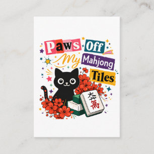 Cartão De Informações Patas fora dos meus azulejos de Mahjong Gato Preto