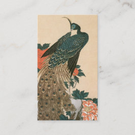 Cartão De Informações Pavão e Peônias por Hiroshige Casamento