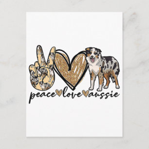 Cartão De Informações Paz, Amor, Aussie, Cão Pastor Australiano, Animais